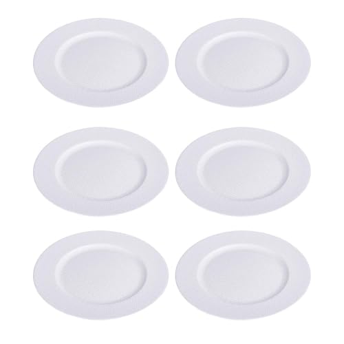 Juego de 6 bajoplatos Navidad grabados de plástico plateados de 35 cm