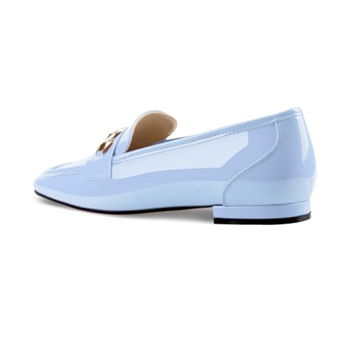 Image of Oh Mispares Womens Loafers Square Toe Low Heel Penny Loafers Fashion Comfortable Slip on Flats Casual Dressy Shoes for Women Work Office Patent Leather