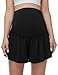 CFRTMTBB Maternity Flowy Shorts Over Belly Pregnancy Skirts Shorts Athletic Workout Gym Active Butterfly Skorts with Pockets (Black,S)