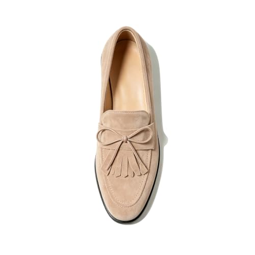 Image of LEMUTISME Women Tassel Bow Penny Loafers Slip On Low Flat Heel Dress Shoes
