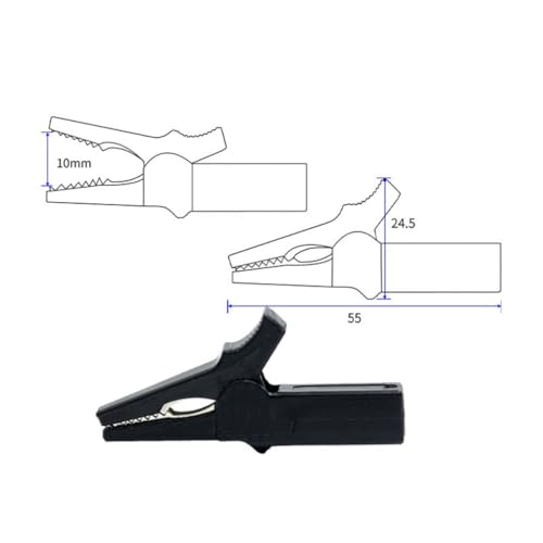 Image of 55mm Crocodile Clamp Probe Alligator Clip Alligator DIY Clips Test Probe Black Red Color Socket Cable Insulated Electric Clips(2Red2Black)