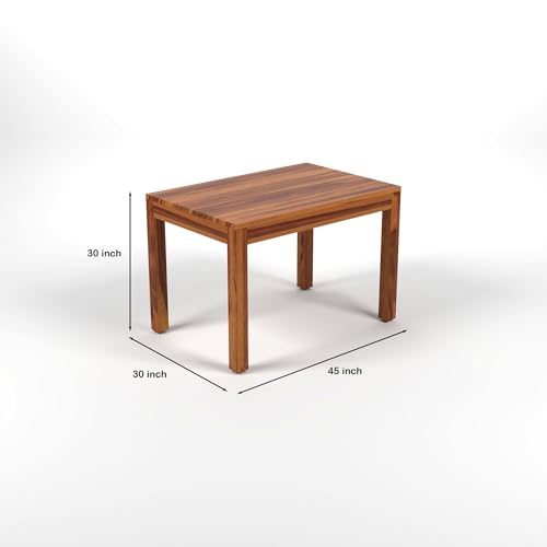 Image of Solid Sheesham Wood 4 Seater Dining Table Set | Four Seater Dinner Table with 2 Chairs & 1 Bench | Wooden Dinner Table 4 Seater | Dining Room Sets for Home | Honey Finish
