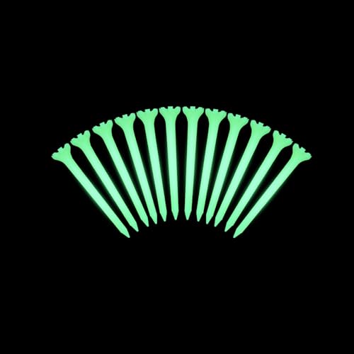 KINGTOP Glow-in-The-Dark Golf Tees 7-Prong, 12 Count 2-3/4 inch Fluorescent Green Light Up Golf Tee, Long-Lasting Illumination Perfect for Night Golf