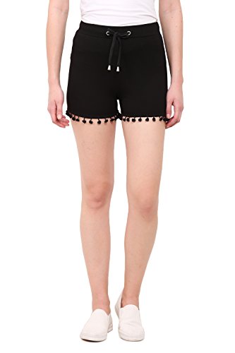 Image of LE BOURGEOIS Women Waist Elastic with Drawstring Solid Fit Casual Shorts