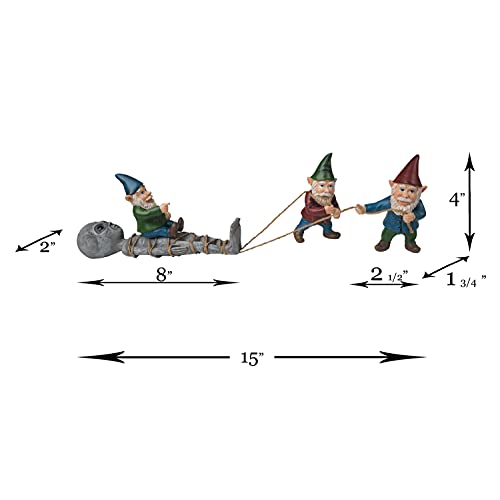 Bella Haus Design The Great Alien Gnome Massacre Garden Statue – 15” Polyresin Outdoor Décor – Alien With Gnomes For Patio, Porch, Fence, Garden #TOP3