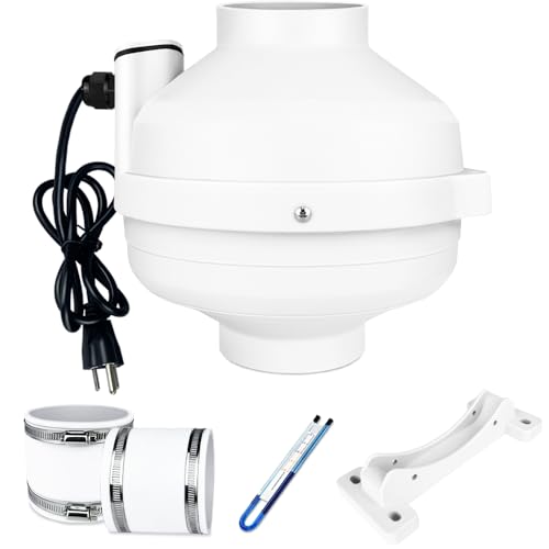 Dcfairfan 4x4 inch Radon Installation Fan Kit, Radon Mitigation System Kit Inline Duct Fan IP...