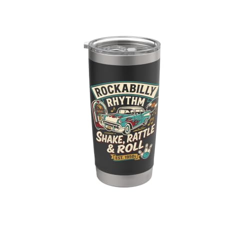 50s Retro Vintage Fifties Rock and Roll Sock Hop Nostalgia Vaso térmico de acero inoxidable de doble pared
