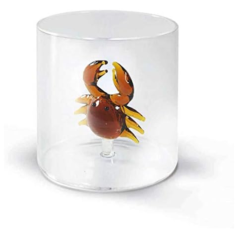 Borosilicate glass glass, capacity 250 ml, crab decoration Cover
