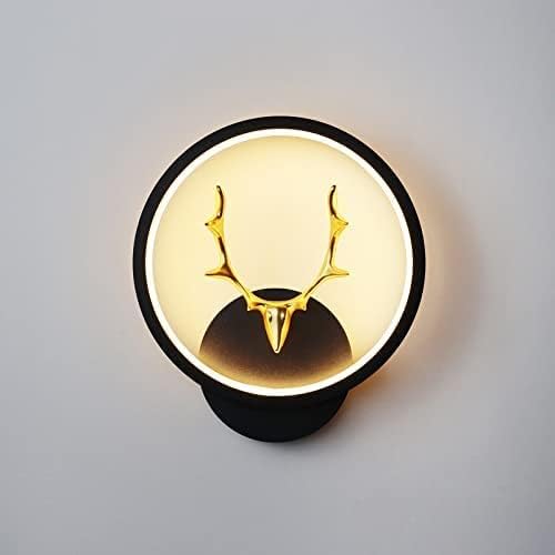 Image of Home Decore Led Fancy Wall Light,Night Lamp,Decorative Lamp,Wall Hanging Lights for Bedroom,Living Room,Color(Warm White+Natural White+Cold White).(Black Round Deer Head)