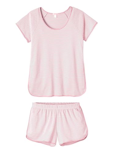 Image of Hilinker Women Striped Pajama Set Short Sleeve Top with Shorts Sleepwear Pjs 2 Piece Lounge Sets