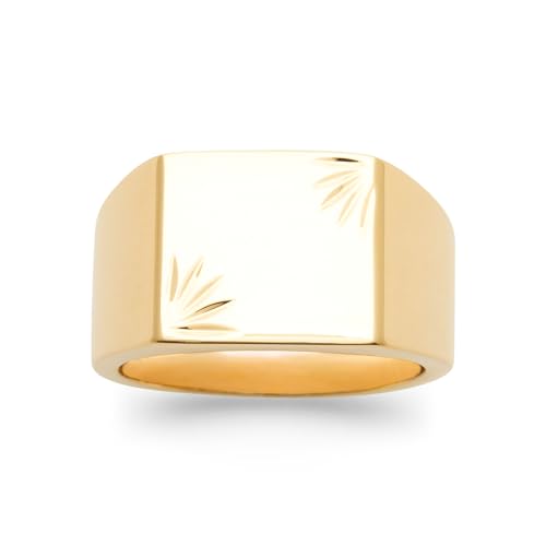 Bague Chevalière Tata Gisèle en Plaqué Or avec Rectangle Gravé