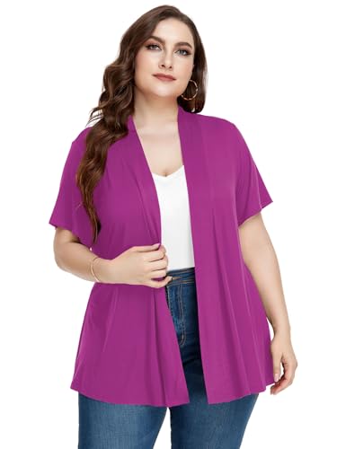 Image of LARACE Short Sleeve Cardigans for Womens Summer Tops Casual Plus Size Open Front Lightweight Cover Up