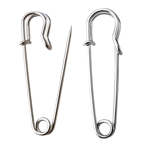Weddecor Large Strong Heavy Duty xl Safety Pin For Laundry Bags Blankets Curtains Jewellery Crafts Costume Dressmaking Sewing Silver 50mm Single