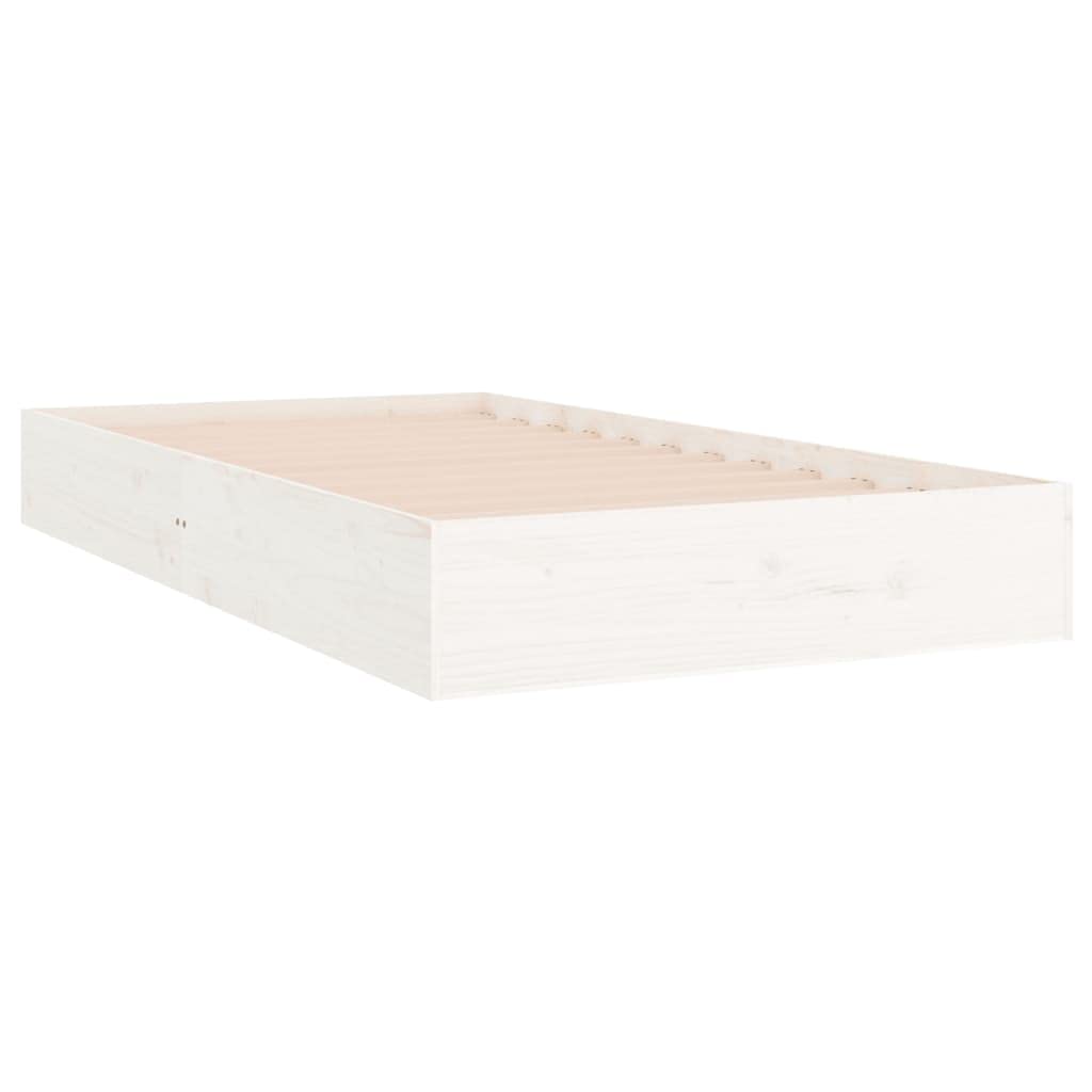 Vidaxl White Bed Frame Without Mattress Solid Wood 90X200 Cm
