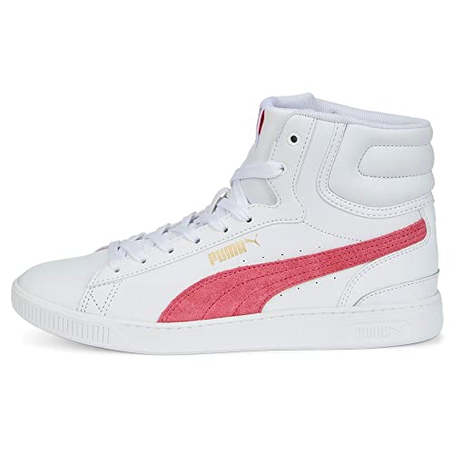 PUMA Puma - Womens Vikky V3 Mid L Shoes, Size: 7.5 M US, Color: Puma White/Sunset Pink/Puma Team Gold