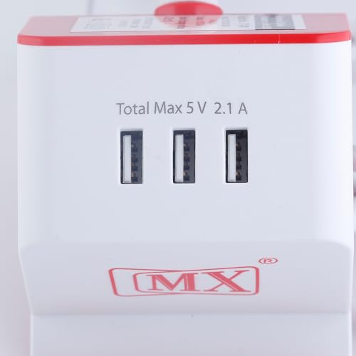 Image of MX Cube Universal Power Strip with 2 Universal Sockets + 2 USB Ports & 1 USB-C | Spike Guard with Smart Charging | Surge Protected Extension Cord (1.5 Meter) for Home, Office & Travel
