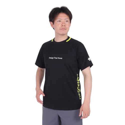 Descente Short Sleeve Volleyball T-Shirt, Sweat Absorbent, Quick Drying, Black, Large