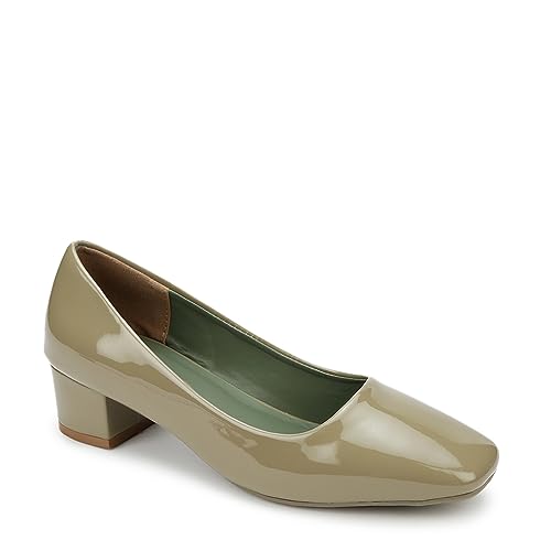Image of Marc Loire Women Square Toe Solid Block Heel Pumps for Office, Party and Formal Wear
