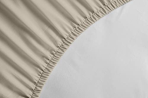 HOME LINGE PASSION, Beige Ivory Fitted Sheet 180 x 200 + 35 cm 100% Cotton 57 Thread Count (Label Oeko-TEX Label) - Image 3