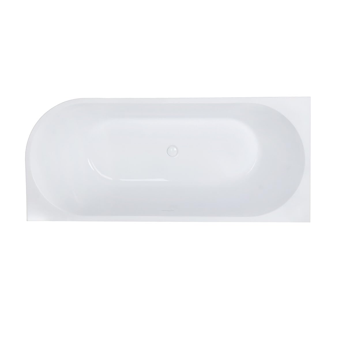 Belvit Halbfreistehende Eckbadewanne 180 x 80 cm links, Acryl Badewanne mit Mittelablauf, vorwandbadewanne raumsparbadewanne badewanne freistehend freistehende wanne badewanne modern, Weiß