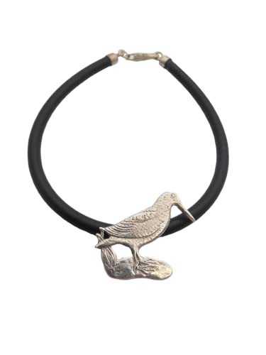 Bracelet argent 925 bécasse caoutchouc motif oiseau - 2