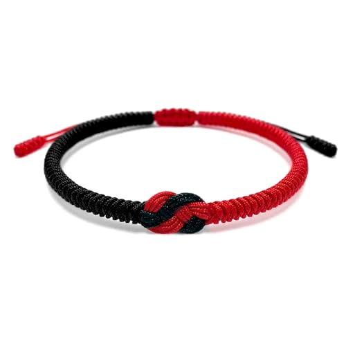 LAMIBEE Red Black Infinity Bracelet, Love Multicolor Tibetan Lucky Bracelet, Surfer String Amulet Knot Woven Thread for Men Women, Friend and Couple, Peace and Protection (Red Mix Black) by LAMIBEE - Used condition - Image 2