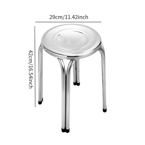 ＡＷＨＡＯ Taburete apilable Redondo de Acero Inoxidable, Comercial, apilable, sin Respaldo, fácil de Limpiar, Multiusos, para Cocina, 42cm - imagen 3