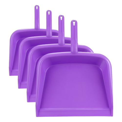 Image of SPARTA Large Handheld Dustpan with Hanging Hole, Heavy-Duty Plastic Dustpan with Wide Lip for Countertops and Surfaces, Plastic, 10 Inches, Purple (Pack of 4)
