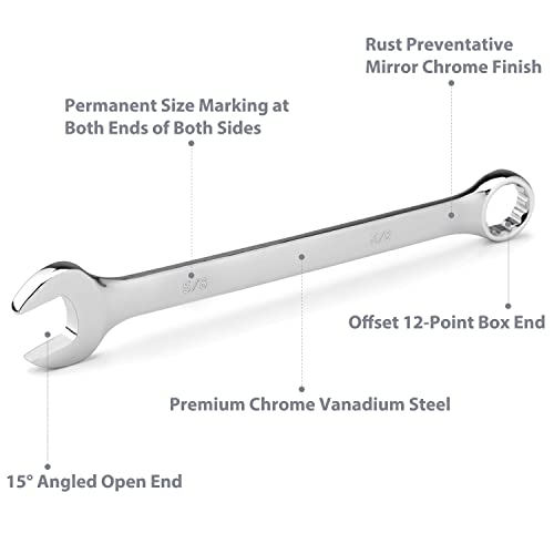 Efficere WR-033 23-Piece Premium Sae And Metric Combination Wrench Set In Roll-Up Pouch | Inch Size 1/4 - 3/4 Inch And Metric Size 8 - 19Mm | Chrome Vanadium Steel thumb #3