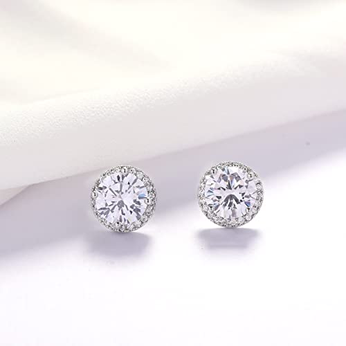 YOQUCOL Bright 8MM,10MM Cubic Zirconia Crystal Stud Earrings Round Pierced Earrings For Women 6