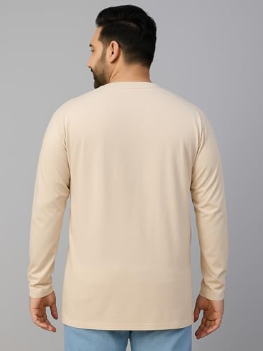 Image of Veirdo Pure Cotton Regular Fit Solid Core Plus Size Plus Size Full Sleeve T-Shirt for Men (Sizes: 2XL to 5XL)