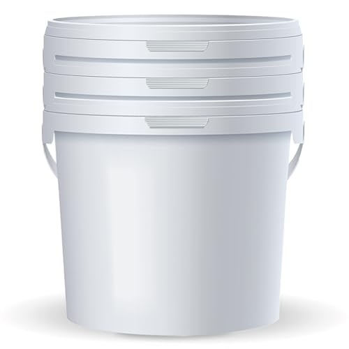 POSH Cubo con tapa, 10 l, blanco, plástico, apto para alimentos, a prueba de fugas, inodoro, robusto, hermético, cubo con asa (3, 10 l)