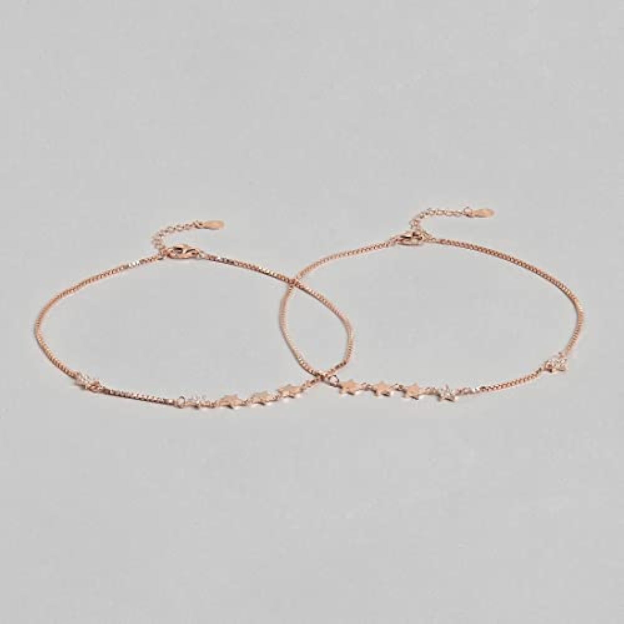 925 Silver Anklets Rose Pair 925 Hallmark