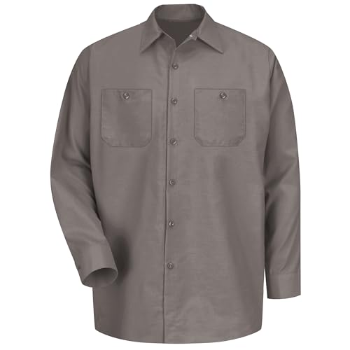 Image of Red Kap Men's Long Sleeve Industrial Work Shirt | Moisture Wicking Button Up, Wrinkle Resistance Fights Fading & Stains