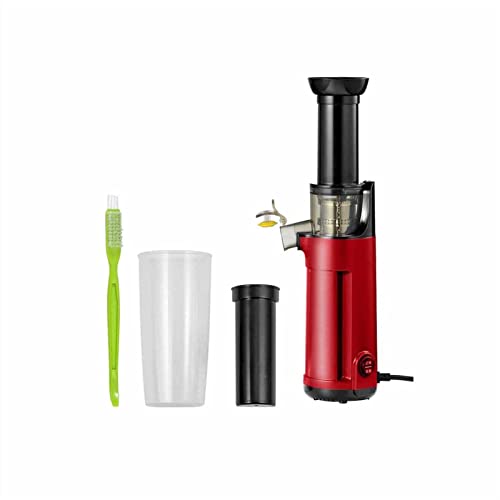 MIIKHI Juicer Machine, Compact Masticating Slow Juicer Easy to Clean Cold Press Juicer with Brush,Cup,for Celery Ginger Pineapple Fruit and Vegetable (Color : Green) (Red)