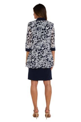 Image of R&M Richards Womens 2-Piece Black & White Jacket Dress Set W /Necklace