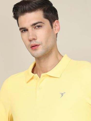 Image of TECHNOSPORT Mens Slim Fit Polyester Active Wear Collar Polo T-Shirt with Long Sleeves for Workout, Sports
