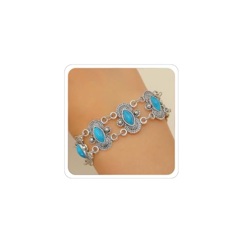 Western Bracelets for Women Trendy Country Concert Outfits Turquoise Bracelet Chain Cowboy Chic Boho Cowgirl Bracelet Jewelry