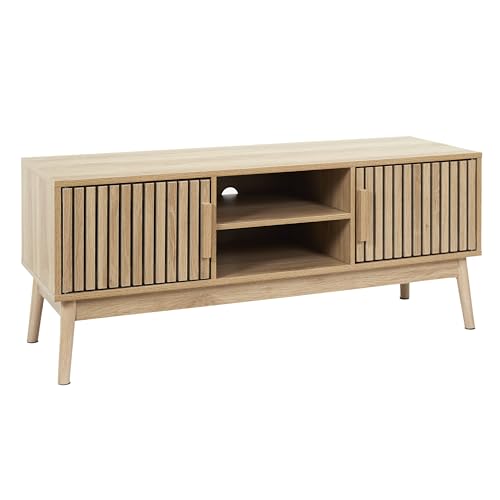 HOME DECO FACTORY, HD0088, Meuble Télé Bas, Modèle Klaus, Collection Natural Crush, Mobilier Contemporain, Meuble, Meuble TV, 117 x 48 x 40 cm, Marron