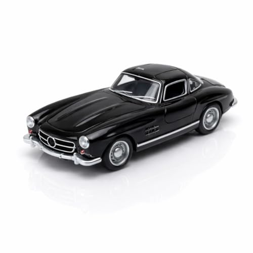 Image of 1:36 Scale Mercedes Vintage Diecast Toy Car - Pull Back Metal Classic Car Model with Openable Doors, LED Lights & Music - Alloy Mini Vehicle Gift for Kids, Boys & Collectors【Black】