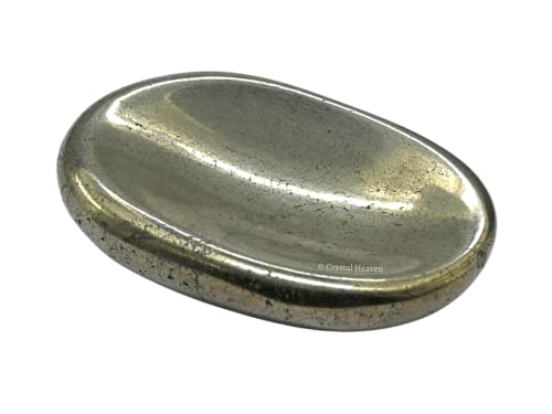 Image of Certified Pyrite Crystal Thumb Worry Pebbles Stones for Anxiety Stress Relief Massage - AAA Grade Original Healing Gemstone Agate Rubbing Stone for Yoga Meditation Spiritual Reiki Feng Shui
