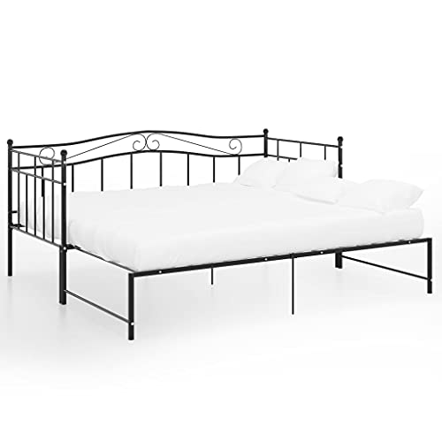 Sofá Cama Nido Con Cajones Tela Negro 90x200 Cm
