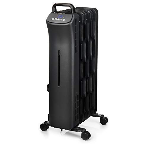 Amazon Basics Portable Digital Radiator Heater with 7 Wavy Fins and Remote Control, Black, 1500W, 9.8 x 26.5 x 13.1 in Amazon Basics Portable Digital Radiator Heater with 7 Wavy Fins and Remote Control, Black, 1500W, 9.8 x 26.5 x 13.1 in