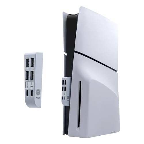 Mcbazel Usb Hub for PS5 Slim,PS5 Slim Multiport USB Extender,Fast Charging Splitter with 4 USB 2.0/1.1 Port & 2 Type C Port For PS5 Slim - White