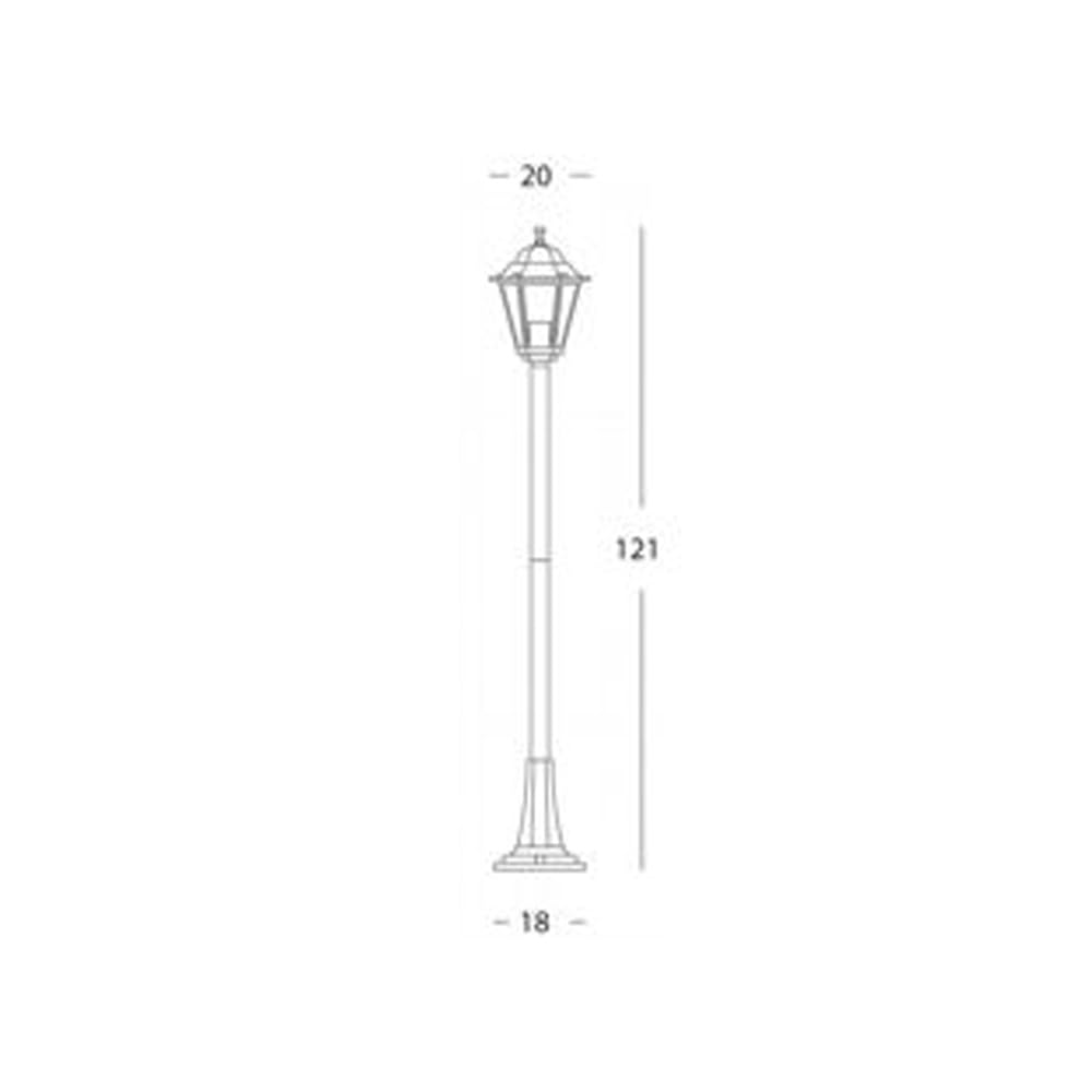 Lampioncino design classico paletto luce da esterno nero 121cm