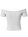 Basic Solid Short Sleeve Off Shoulder Ribbed Crop Top White S