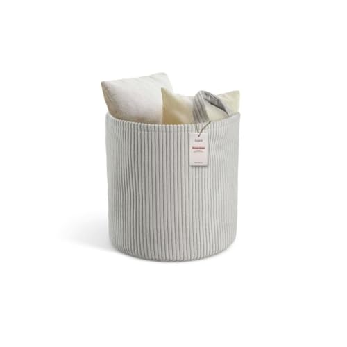 PUTSKA Blanket Basket – Round Storage for Toys and Blankets, Clothes, Stuffed Animals – Soft Baby Girl Basket for Nursery, Kids Room, Bedroom, Living Room – Large, Grey