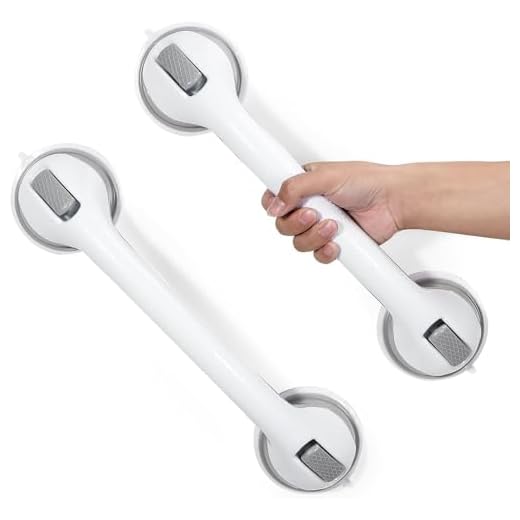 Reyiu Grab Bars for Bathtubs and Showers, 16 Inch Shower Handle Heavy Duty Suction Cup Grab Bars for Shower Chair, Bathroom Safety Bar for Elderly 2 Pack