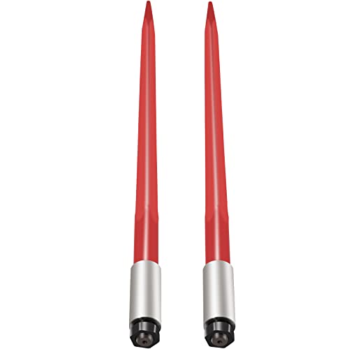 VEVOR Frontladerzinken 4,5 x 99 cm Ballenzinken 1360 kg Kapazität 2er-Set, Schnellbefestigung, quadratische Ballenspieße, rot beschichtete Ballengabeln für Schaufeln, Traktoren, Lader