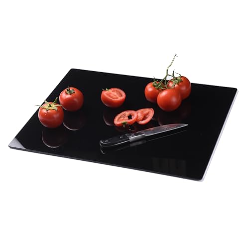 Tabla de cortar rectangular de vidrio templado negra 40x50 cm miniatura 1